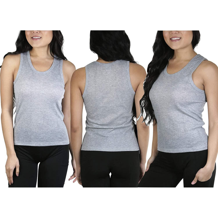 Women’s Pack of 6 100% Cotton Ribbed Layering Scoop Neck Tank Tops
