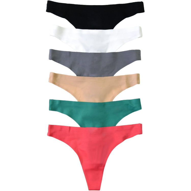 Women’s Pack of 6 Invisible Low-Rise No-Show Invisible Seamless Thong Panties