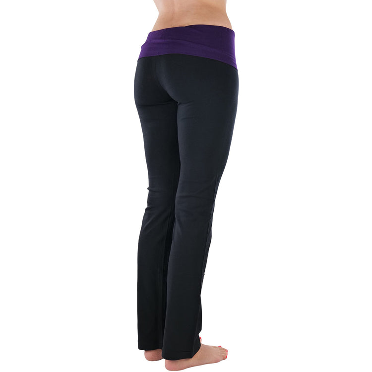 Women's Elastic Exercise Sweatpants w/Fold-Over Waistband