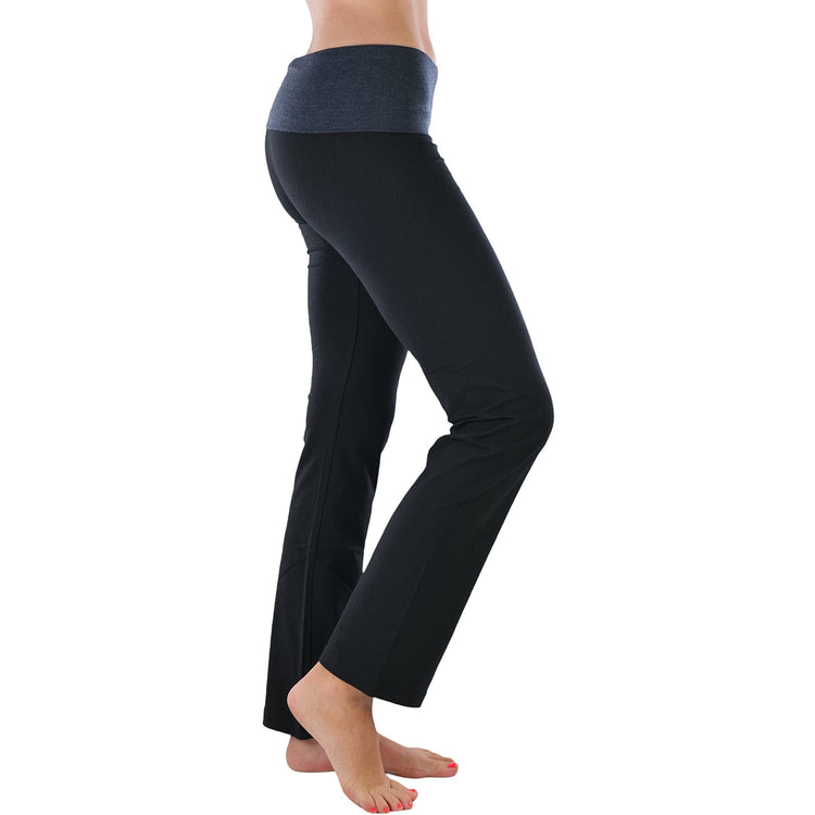 Women's Elastic Exercise Sweatpants w/Fold-Over Waistband