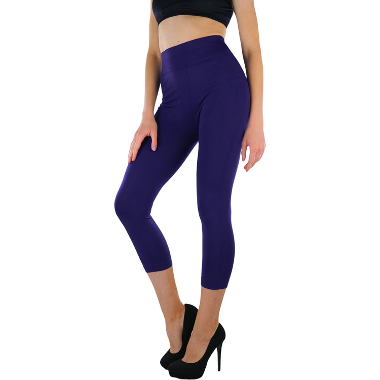 Women’s Capri Length Wide Waistband Seamless Lightweight Stretch Leggings