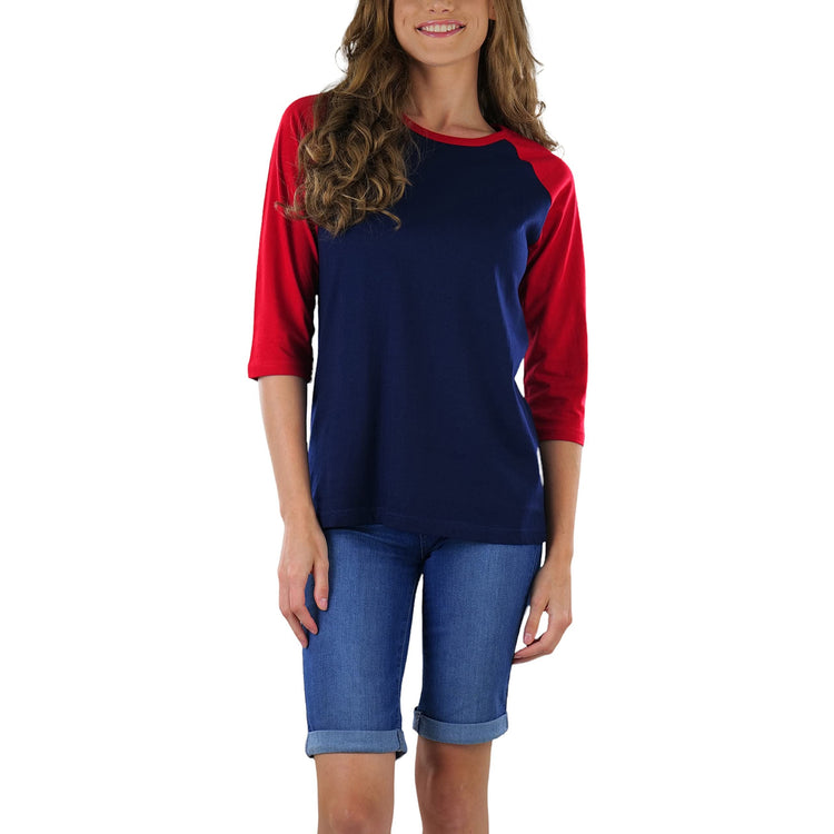 Women's Classic Two Color Cotton Baseball T-Shirts