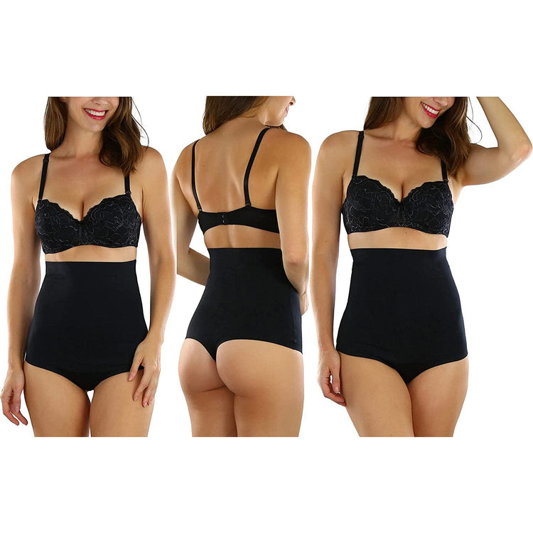 Women's High Waisted Smooth and Silky Torso Control Thong Shapewear