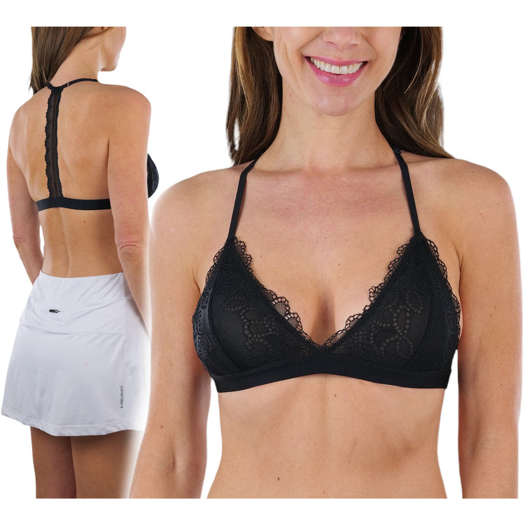 Women's Eyelet Lace T-Back Plunge Bralette