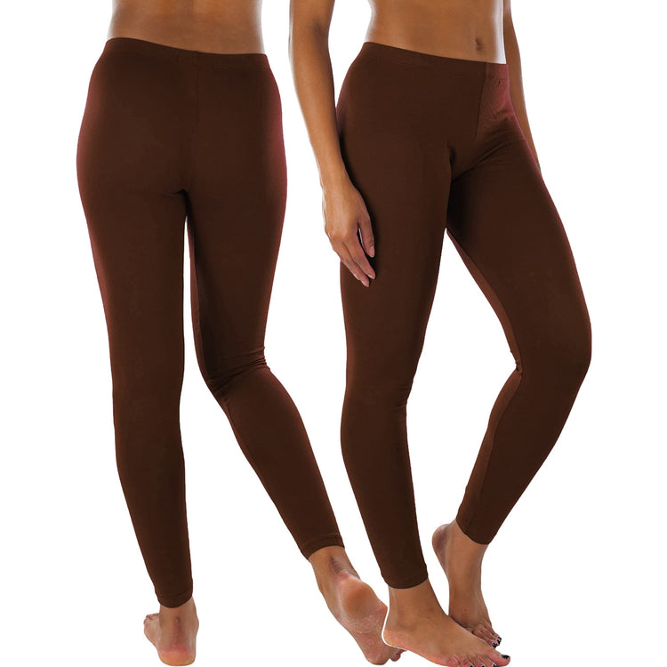 Women's Soft Knit Yoga Cotton Skinny Fit Full Length Leggings