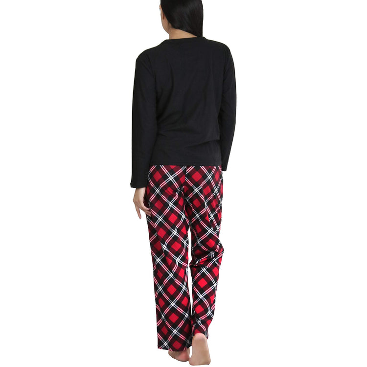 Women's Matching Pajama Set with Kangaroo Pocket Top and Flannel Pants