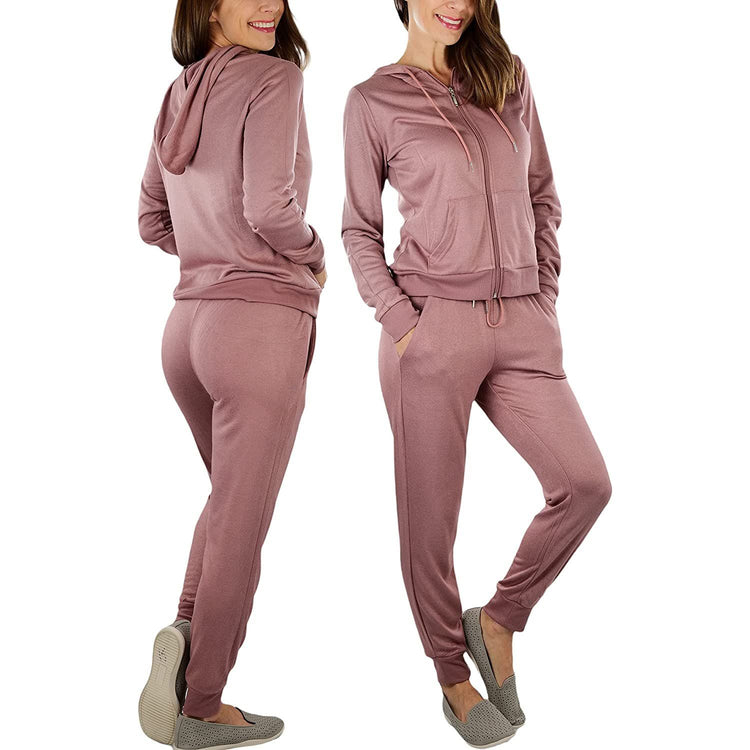 ToBeInStyle Women's French Terry Lightweight Hooded Jacket & Pants