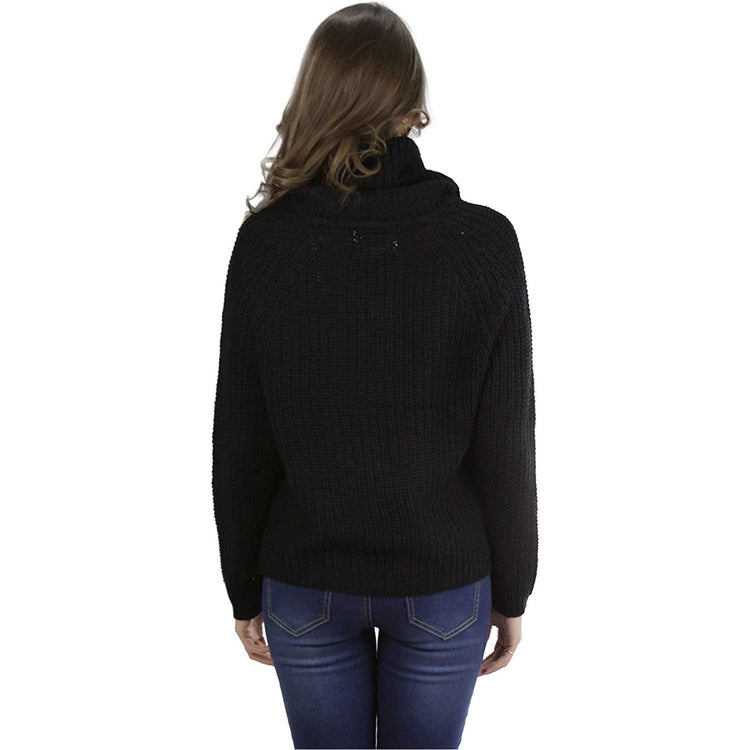 ToBeInStyle Women's Classic Knit Fold Over Turtleneck Pullover