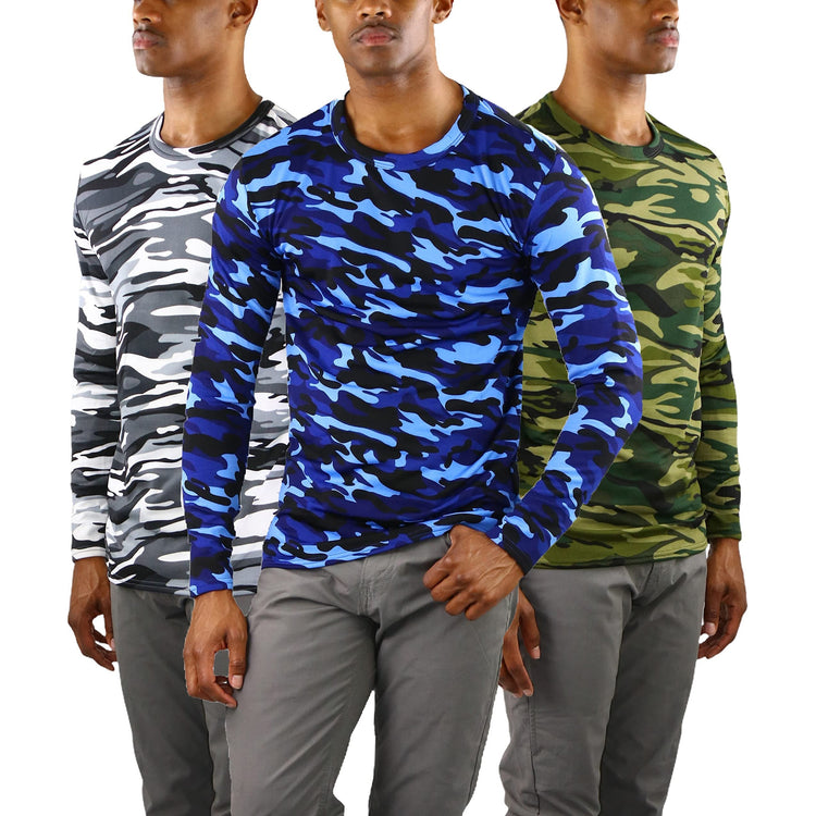Men's Premium Fleece Lined Microfiber Thermal Long Sleeve Crewneck Shirt Top