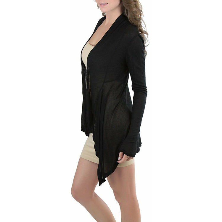 Women's Open Drape-Front Asymmetrical Hem Cardigan
