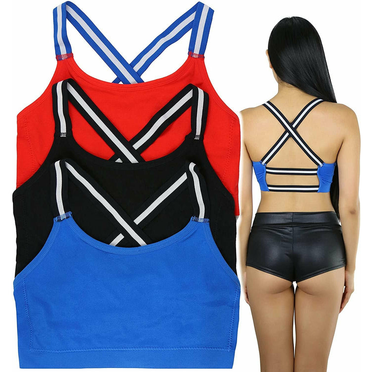 ToBeInStyle Women's Pack of 3 Seamless Strappy Back Bralettes
