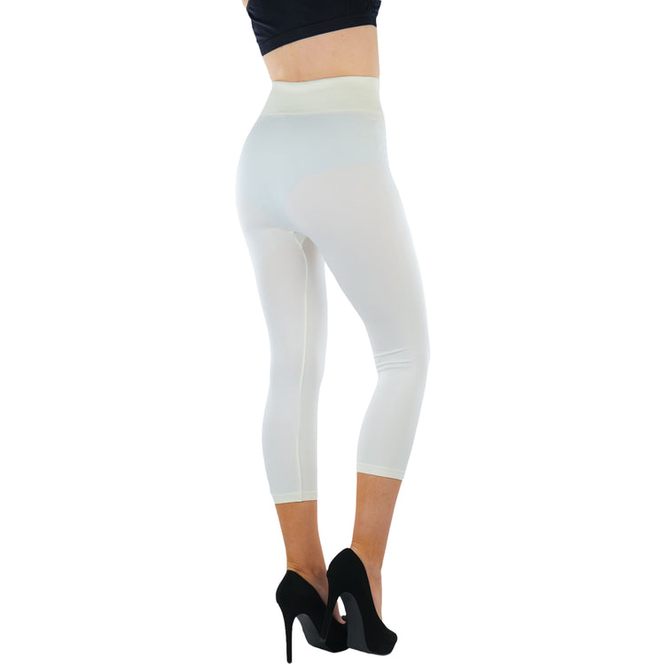 Women’s Capri Length Wide Waistband Seamless Lightweight Stretch Leggings