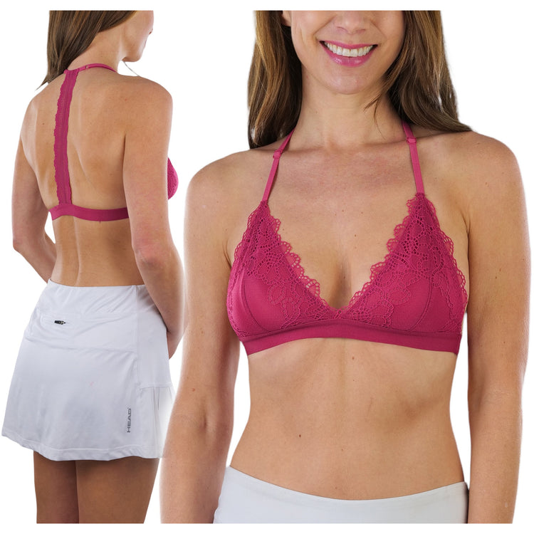 Women's Eyelet Lace T-Back Plunge Bralette