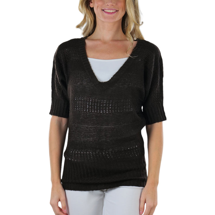 Women's Soft Knit V-Neck Sweater Warm Knit Tunic