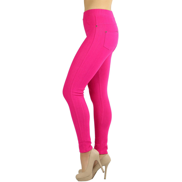 Women's Denim Like Skinny Fit Stretch Jeggings Pants