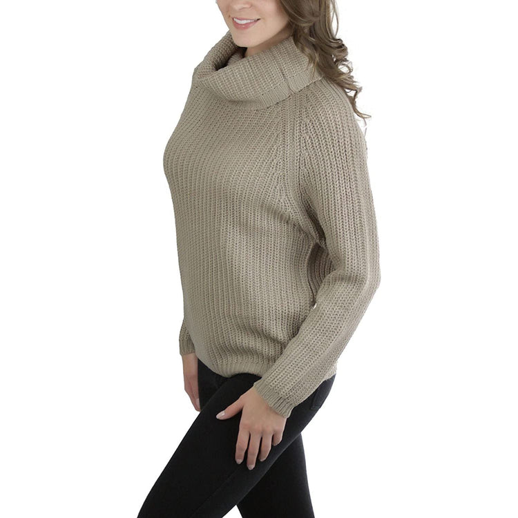 ToBeInStyle Women's Classic Knit Fold Over Turtleneck Pullover