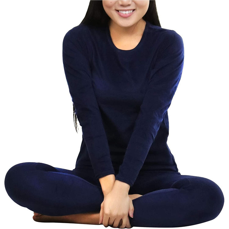 Women's Soft Velvet Long Sleeve Top and Bottom Thermal Set