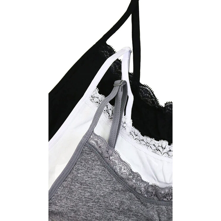 ToBeInStyle Women's Pack of 3 Wire Free Lace Trim Bralettes