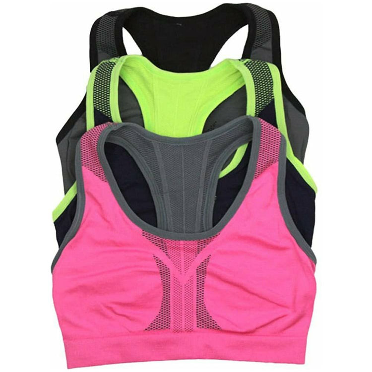 Women's Single or Pack of 3 Reversible Double Layered Compression Sports Bras