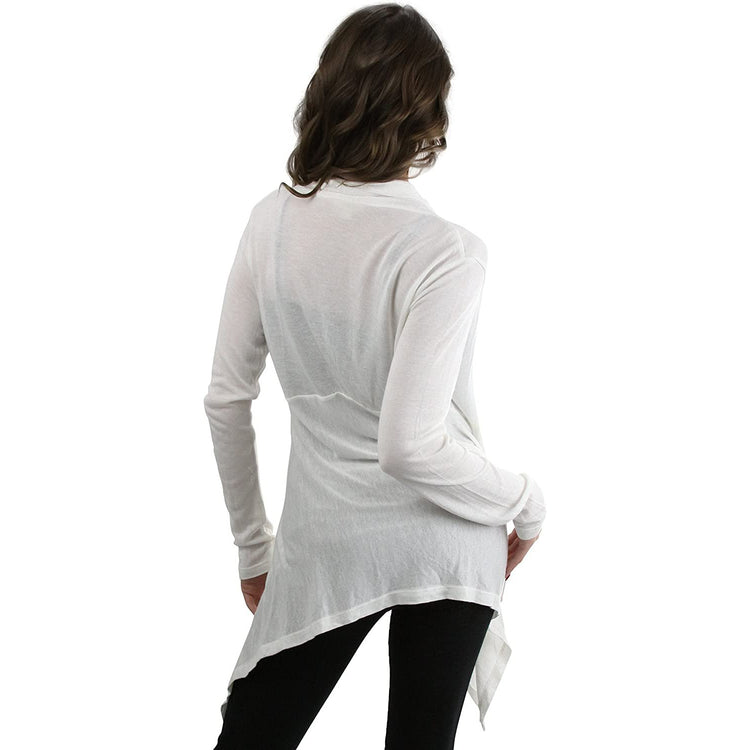 Women's Open Drape-Front Asymmetrical Hem Cardigan