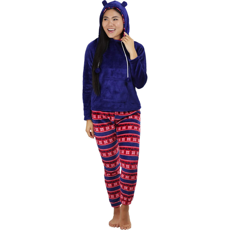 Women's Premium Plush Hoodie Lounge Pajama Set