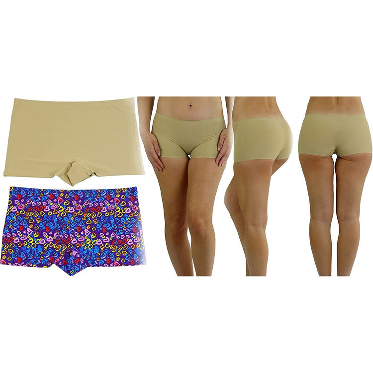 ToBeInStyle Womenโs Pack of 6 Comfortable No Panty Line Laser Cut Boyshorts