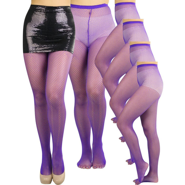 ToBeInStyle Womens Pack of 6 Vibrant Color Nylon Fishnet Pantyhose