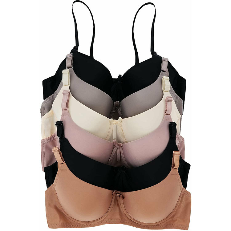 ToBeInStyle Women's Pack of 6 Supportive Full Cup Bras with Underwire Contours