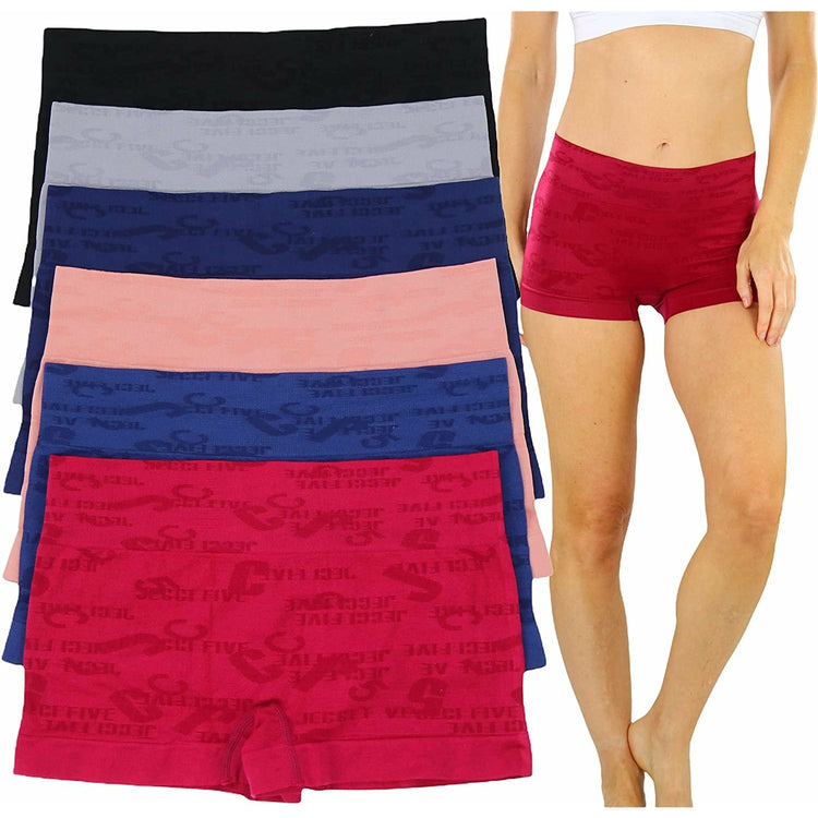 ToBeInStyle Women's Pack of 6 Stretch Microfiber Cheeky Boyshort Panties