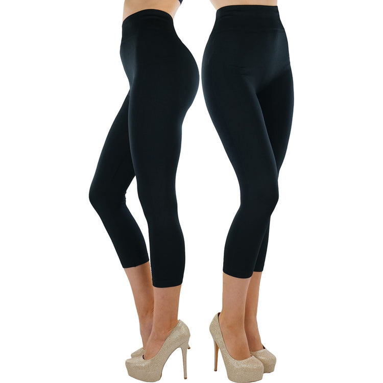 Women’s Capri Length Wide Waistband Seamless Lightweight Stretch Leggings