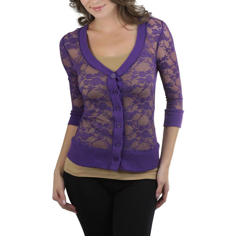 Women’s Trendy All Lace Sheer Flirtatious Layering Cardigan