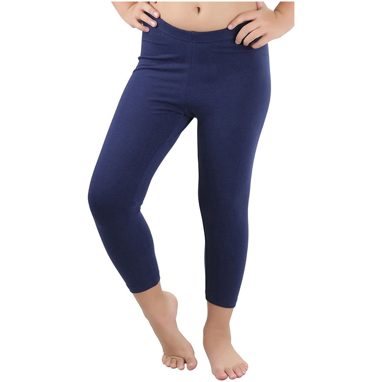 ToBeInStyle Girls' Cotton-Spandex Blend Fitted Full Length Leggings