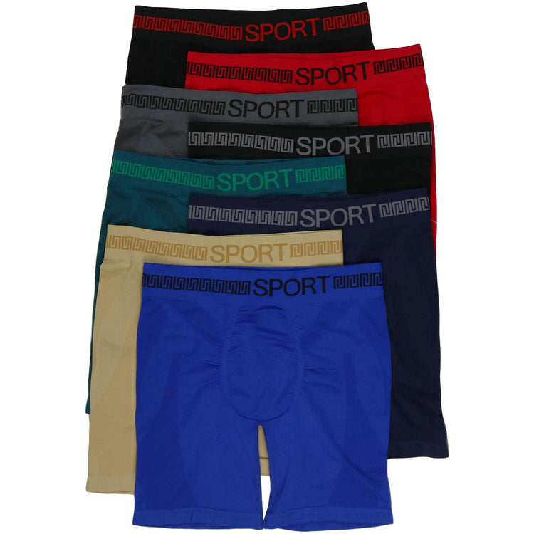 ToBeInStyle Men's Pack of 6 Waistband Design Long Leg Boxers