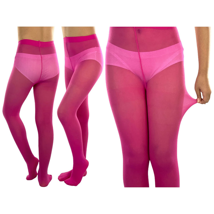 Girls to Junior Pack of 6 Opaque Nylon Tights Pantyhose Age: 1-12 Years Old