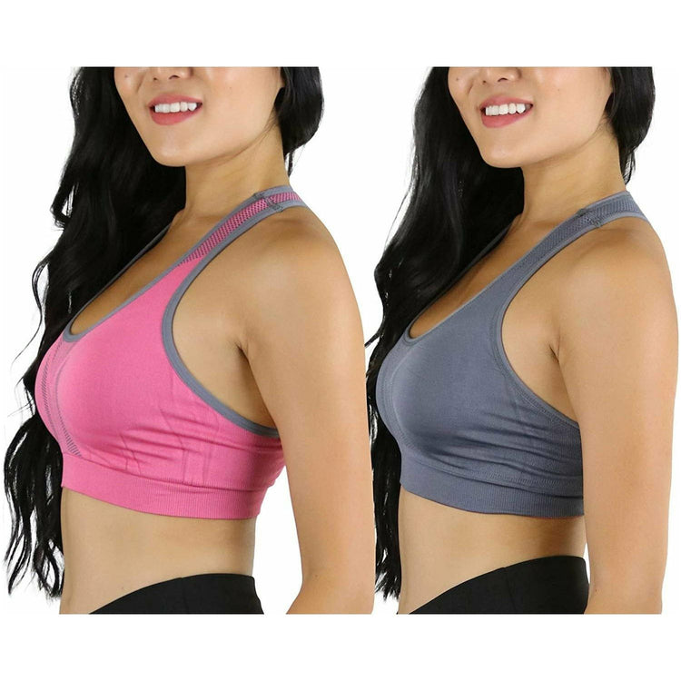 Women's Single or Pack of 3 Reversible Double Layered Compression Sports Bras