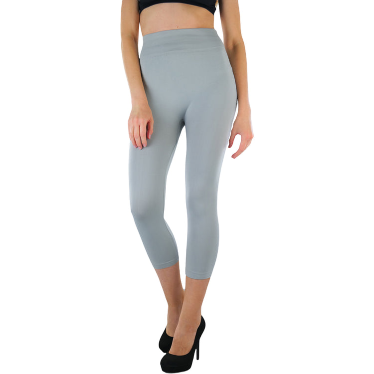 Women’s Capri Length Wide Waistband Seamless Lightweight Stretch Leggings