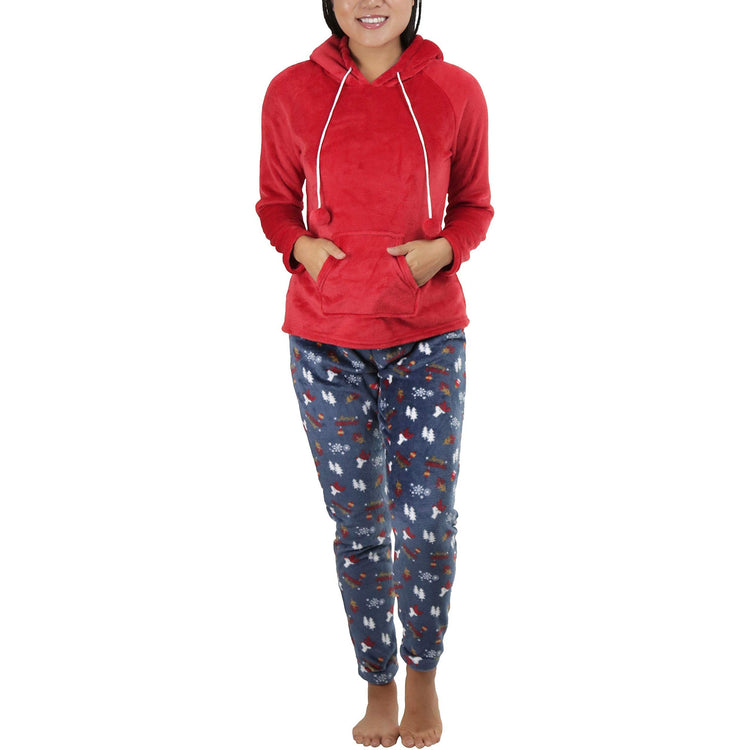 Women's Premium Plush Hoodie Lounge Pajama Set