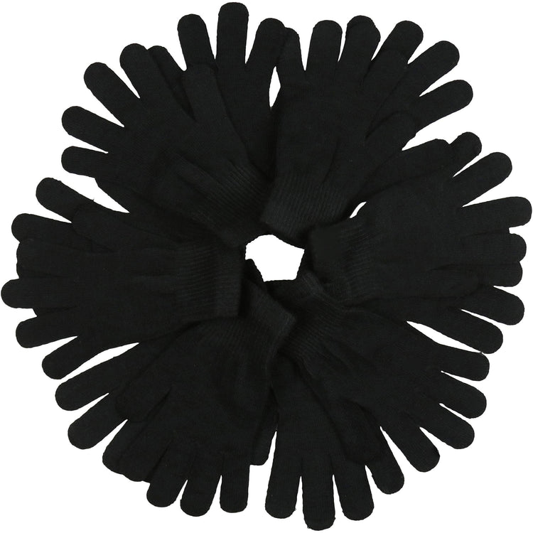 Men's Pack of 6 Knit Solid Colored Gloves