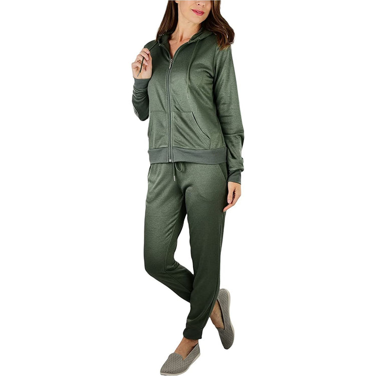 ToBeInStyle Women's French Terry Lightweight Hooded Jacket & Pants