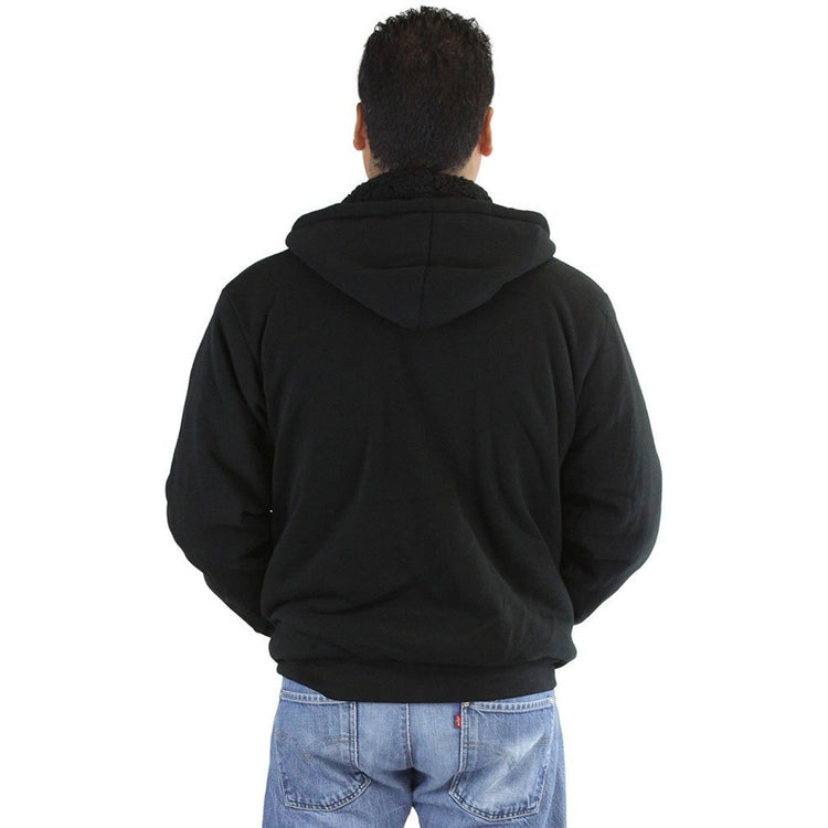 Men's Fleece Lined Sherpa Hoodie with Adjustable Drawstring Hood
