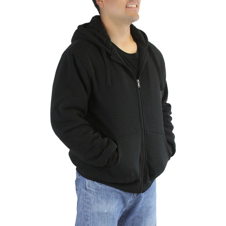 Men's Fleece Lined Sherpa Hoodie with Adjustable Drawstring Hood