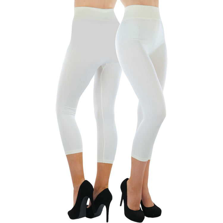 Women’s Capri Length Wide Waistband Seamless Lightweight Stretch Leggings