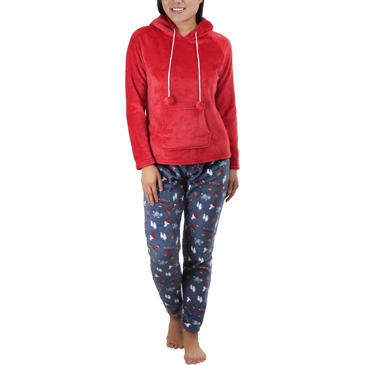 Women's Premium Plush Hoodie Lounge Pajama Set