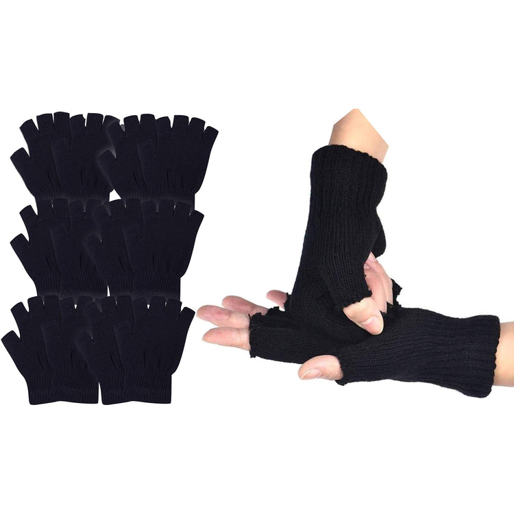 Men's Knit Fingerless Winter Gloves with Elastic Wristband