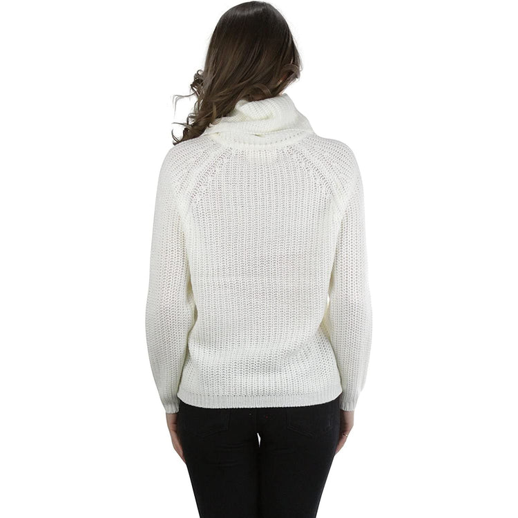 ToBeInStyle Women's Classic Knit Fold Over Turtleneck Pullover