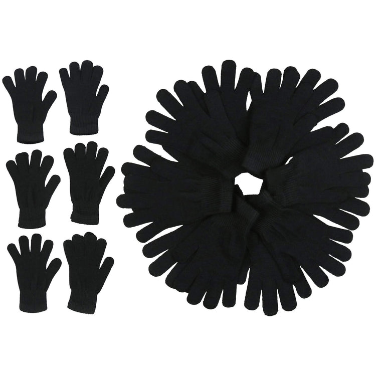 Men's Pack of 6 Knit Solid Colored Gloves