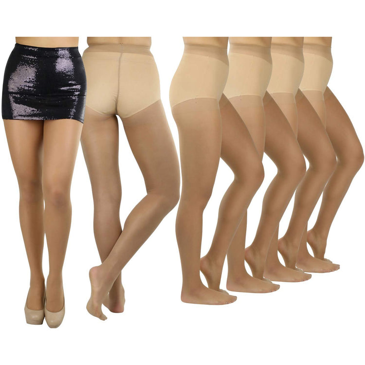 Women's Pack of 6 Plain Full Length Pantyhose