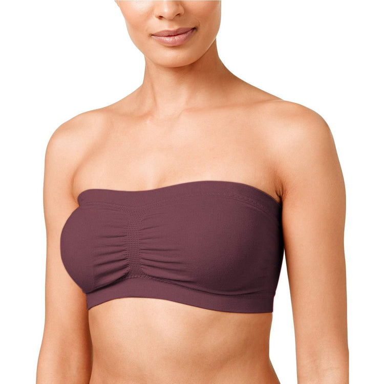 Women's Plus Size Removable Pads Ruched Bandeau Tube Bras