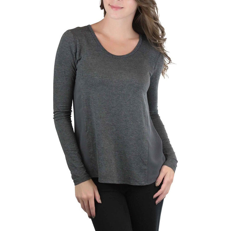 Women's L.S. Knit With Sheering Back Neck Detail