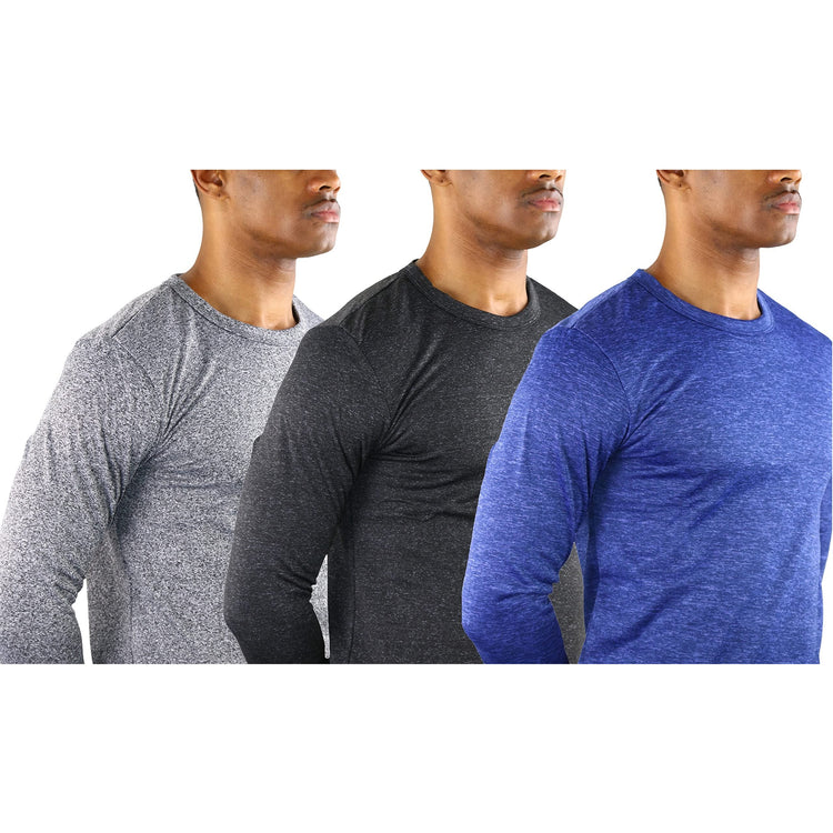 Men's Premium Fleece Lined Microfiber Thermal Long Sleeve Crewneck Shirt Top